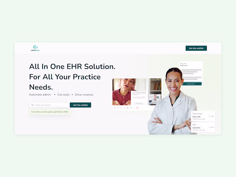 Cover image for WithinEHR Landing Page Design
