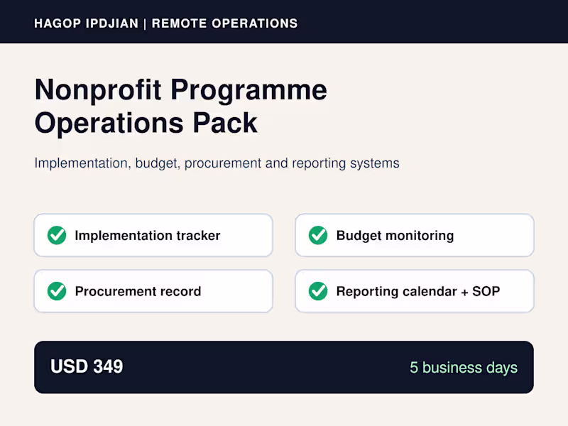 Cover image for Nonprofit Programme Operations Pack
