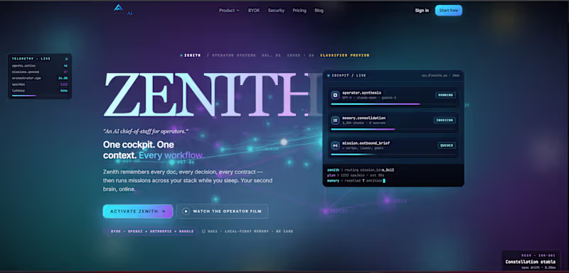Cover image for 1. Zenith AI Build Plan
Live