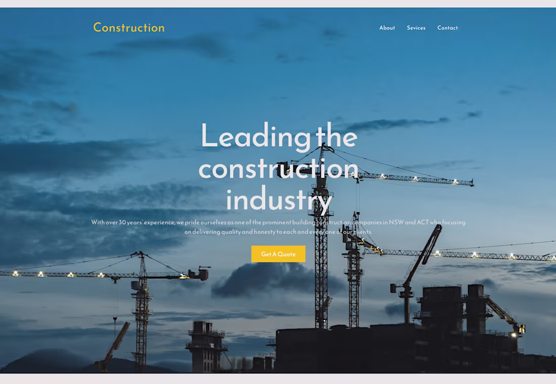 Cover image for Construction Website (Mock Company)