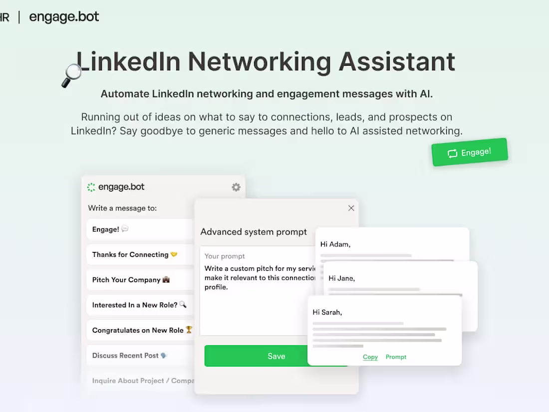 Cover image for Engage.Bot - LinkedIn Messaging AI Assistant