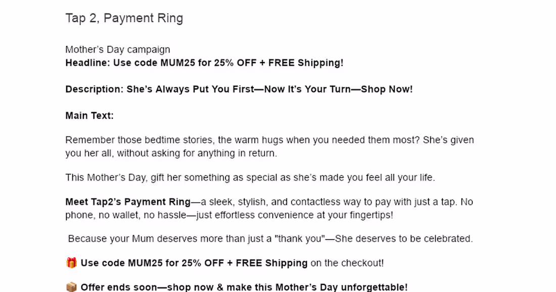 Cover image for Mother's Day Facebook Ad Campaign for Tap2