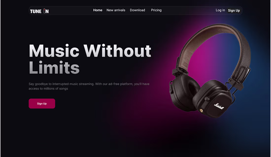 Cover image for Tune In: a platform for ad-free listening to music :: Behance