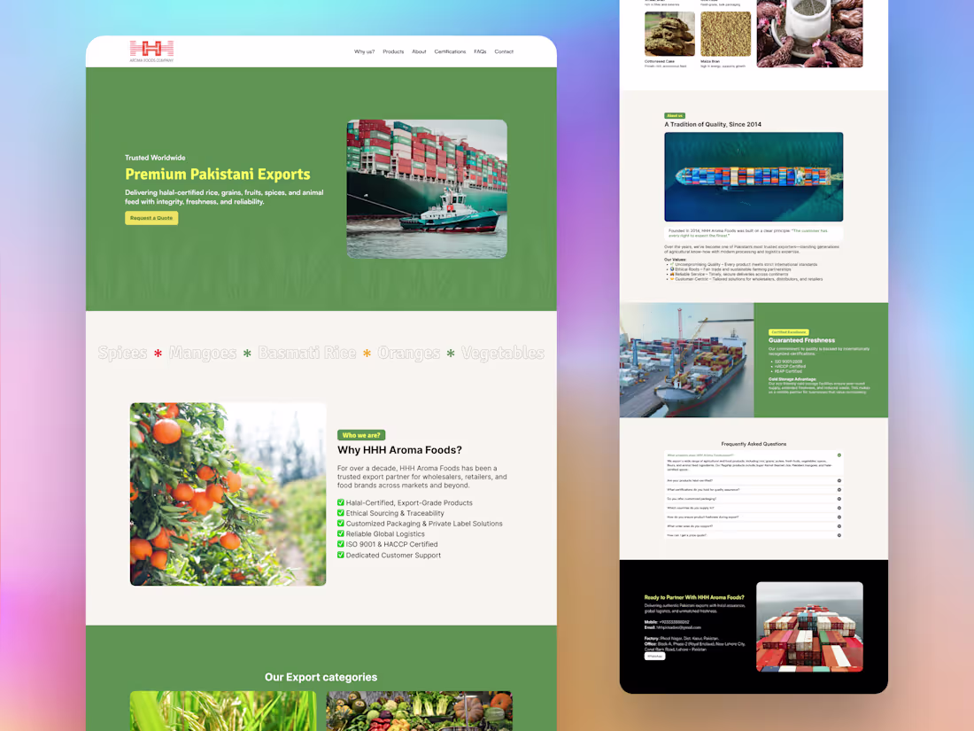 Cover image for HHH Aroma Foods Landing Page (Design & Webflow Development)