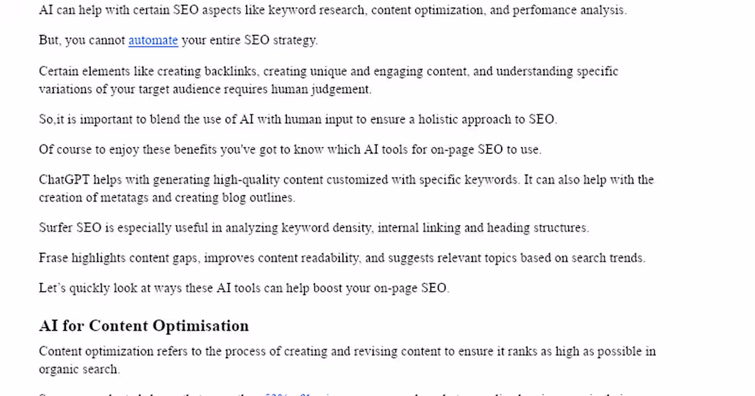 Cover image for How to use AI for On-page SEO - with tools to use.