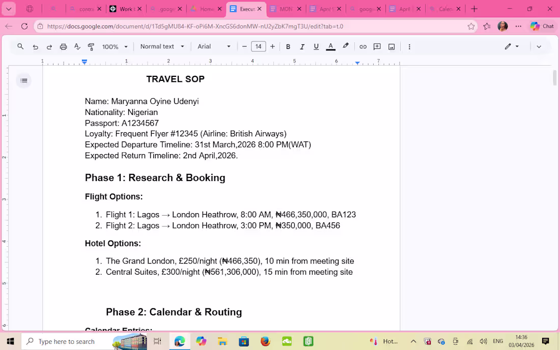 Cover image for Executive Travel SOP