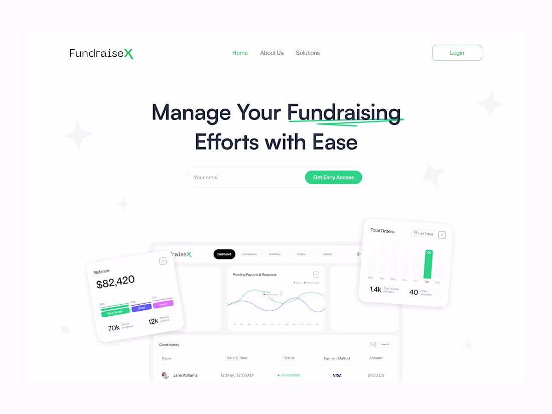Cover image for Fundraisex Landingpage ui design