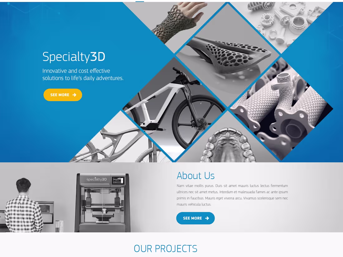 Cover image for Specialty 3D. Website design and WordPress development.