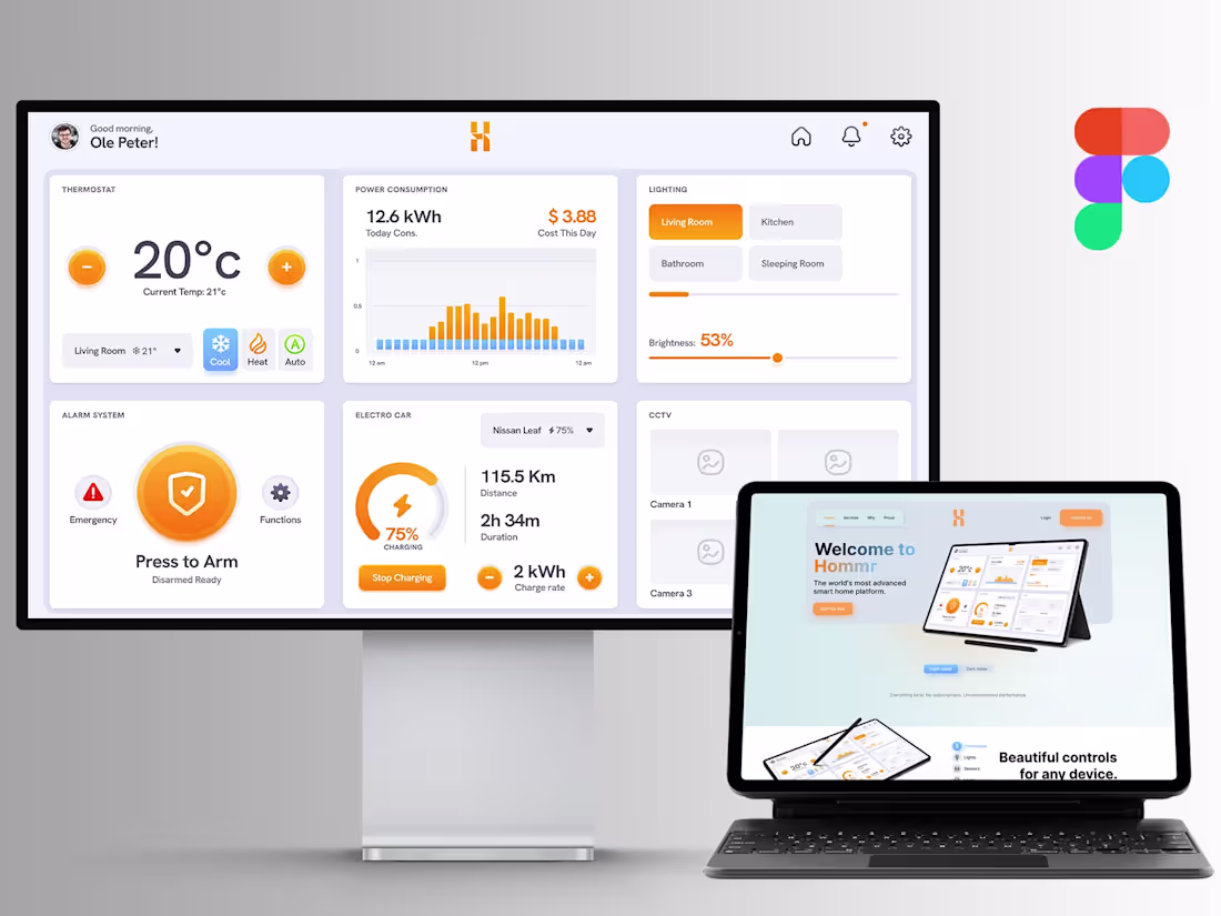 Cover image for Hommr - UI and UX Design for Smarthome web app