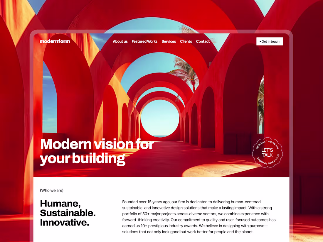 Cover image for Modernform - An Architecture Agency Landing Page Design