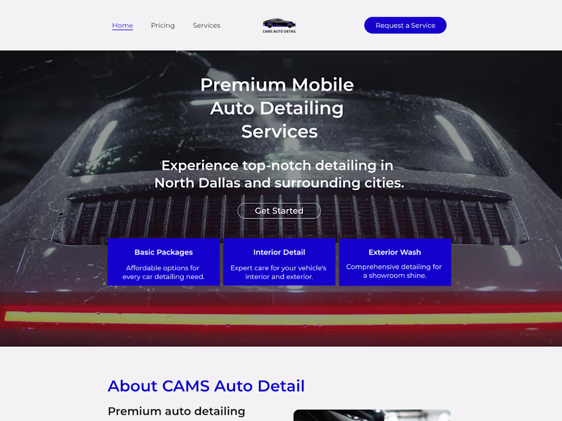 Cover image for CAMS Auto Detailing Website Design