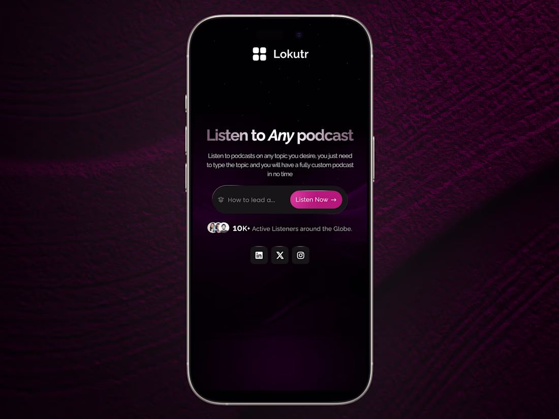 Cover image for Landing Page Design for Lokutr (Mobile)