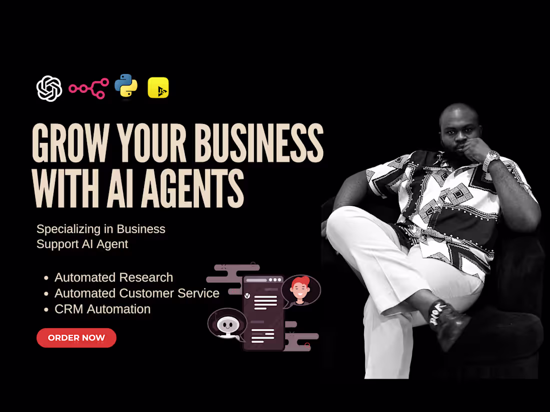 Cover image for I will build an AI agent to automate your business processes. 