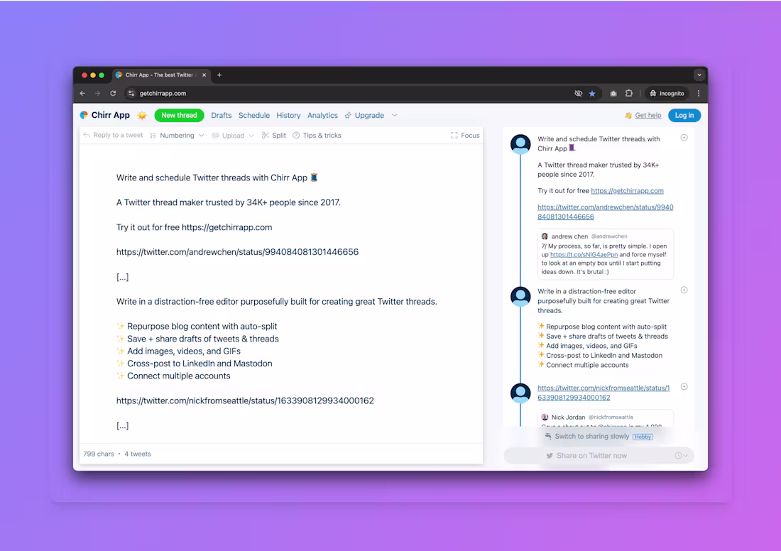 Cover image for Chirr App - Twitter Thread Scheduling Platform