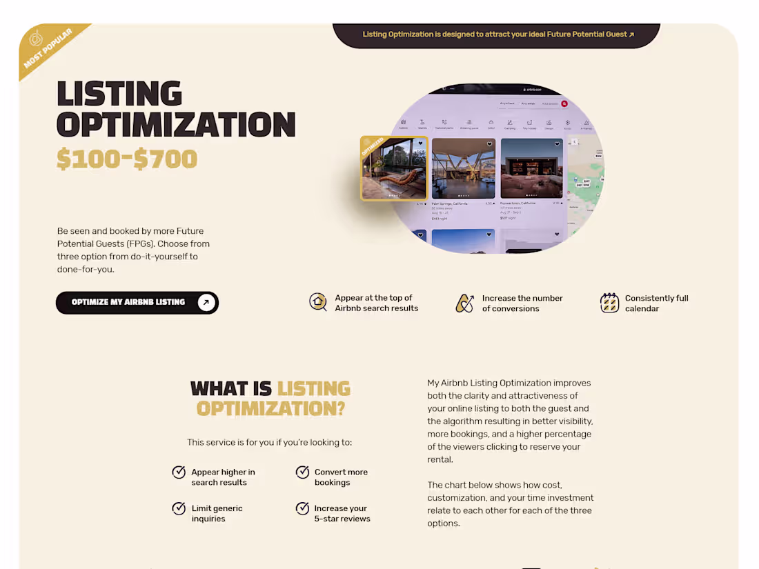 Cover image for Optimizemybnb website design