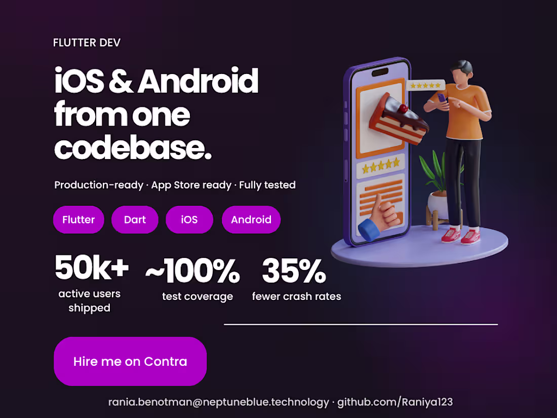 Cover image for Flutter mobile app development (iOS & Android)