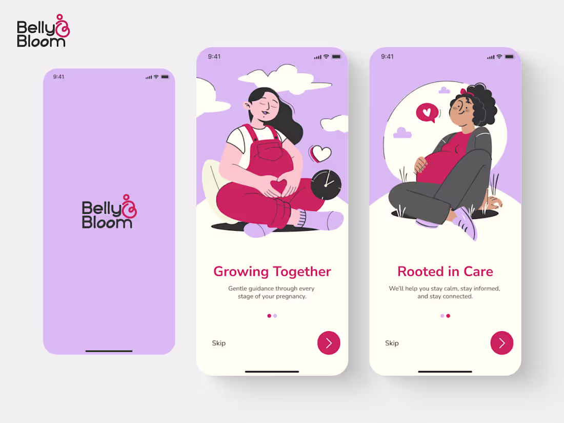 Cover image for Belly Bloom Pregnancy App Design