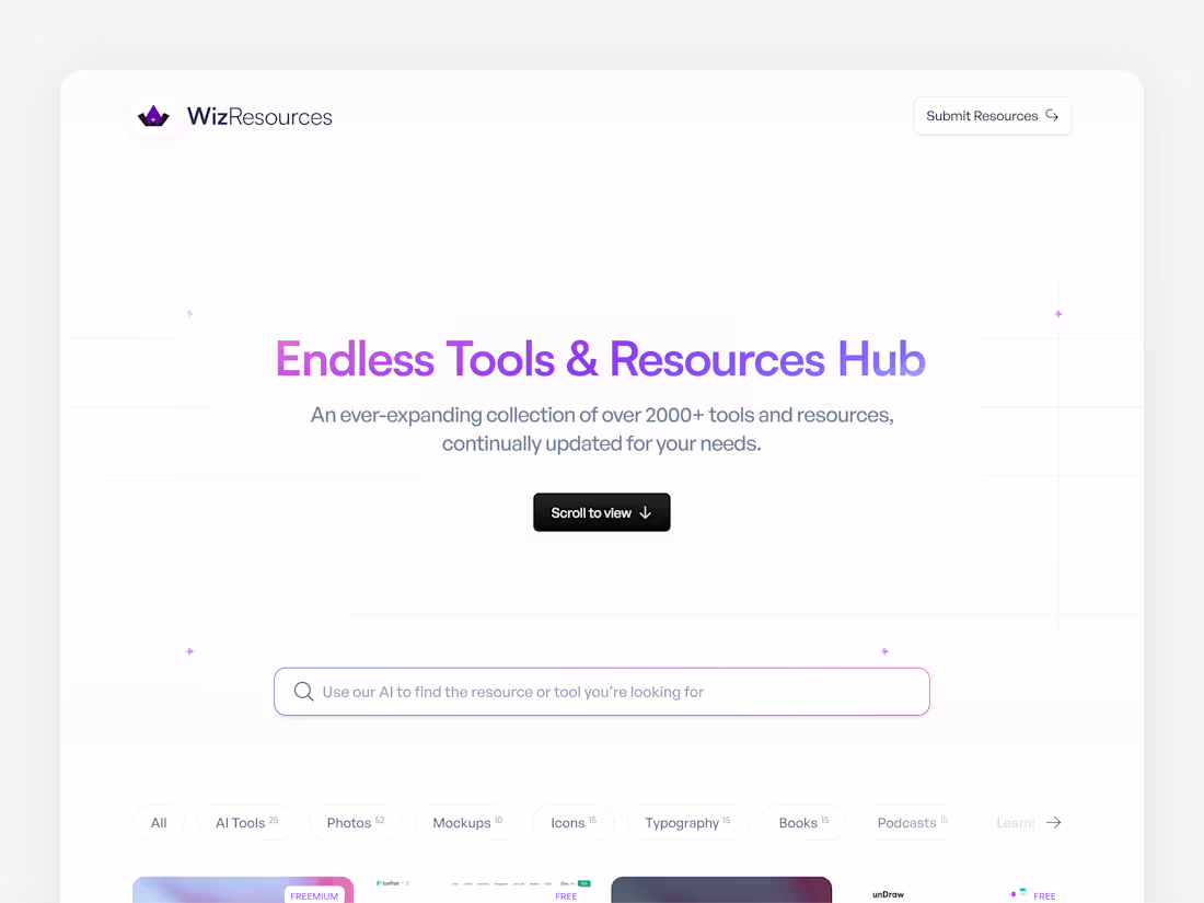 Cover image for WizResoures landingpage design