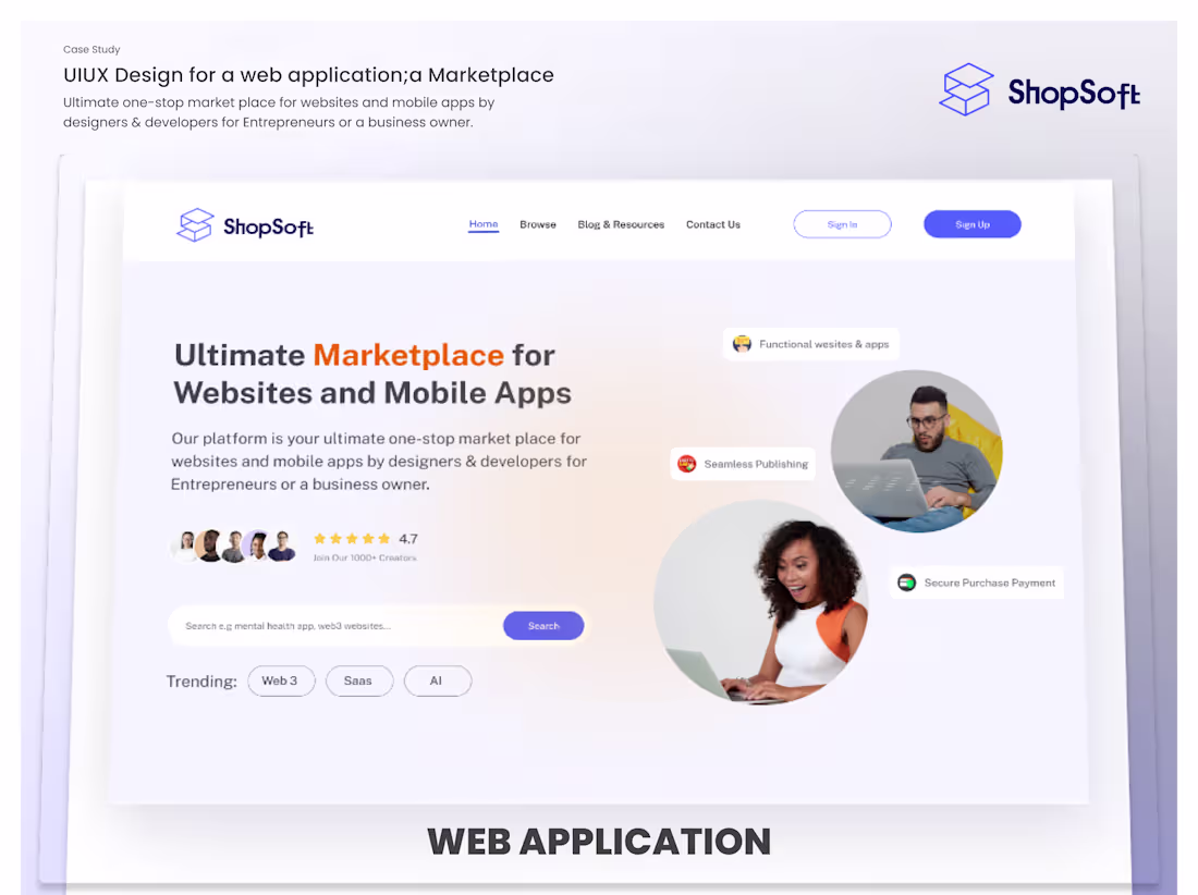Cover image for ShopSoft; Marketplace for designers & Developers :: Behance