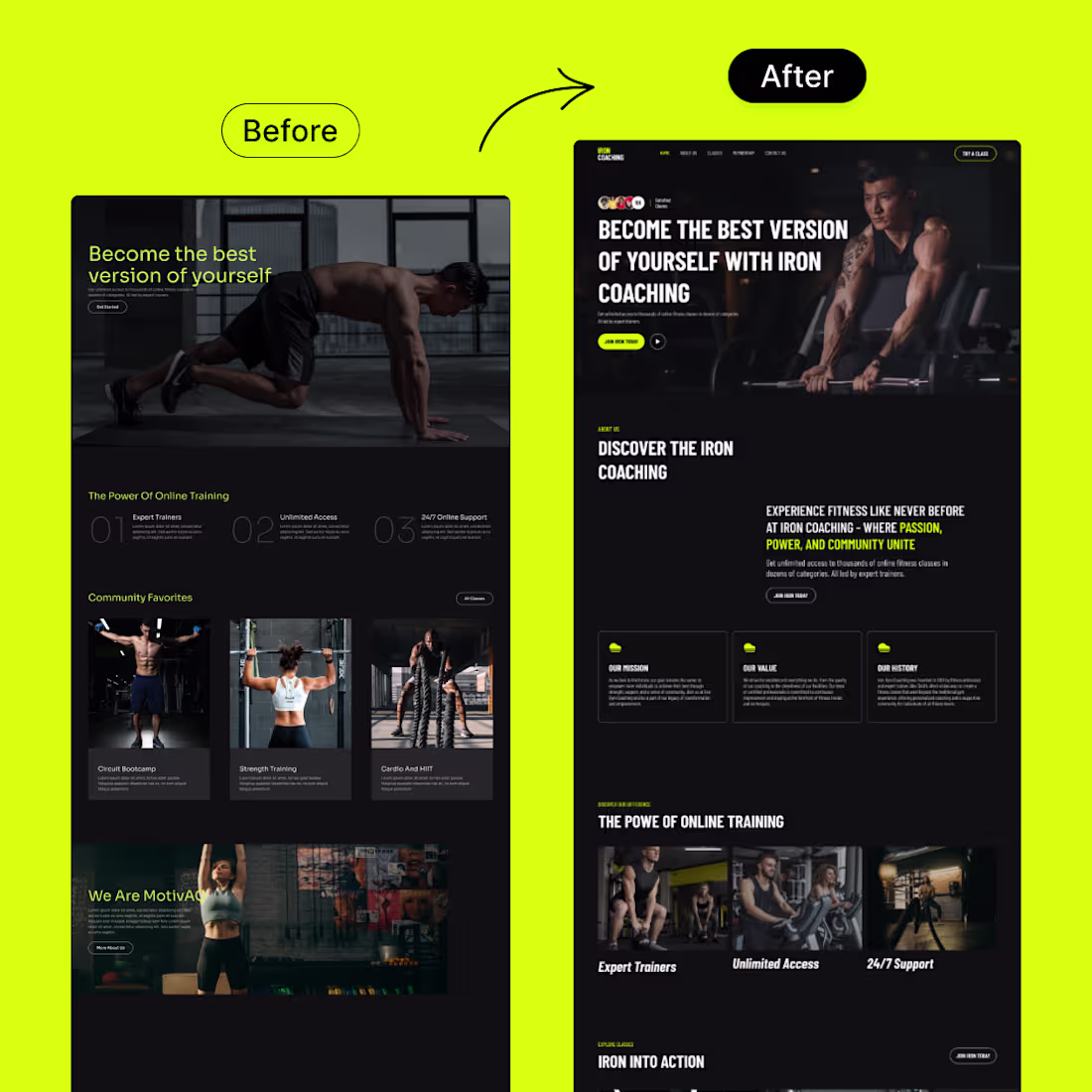 Cover image for Iron Coaching Fitness Landing Page | Redesign
