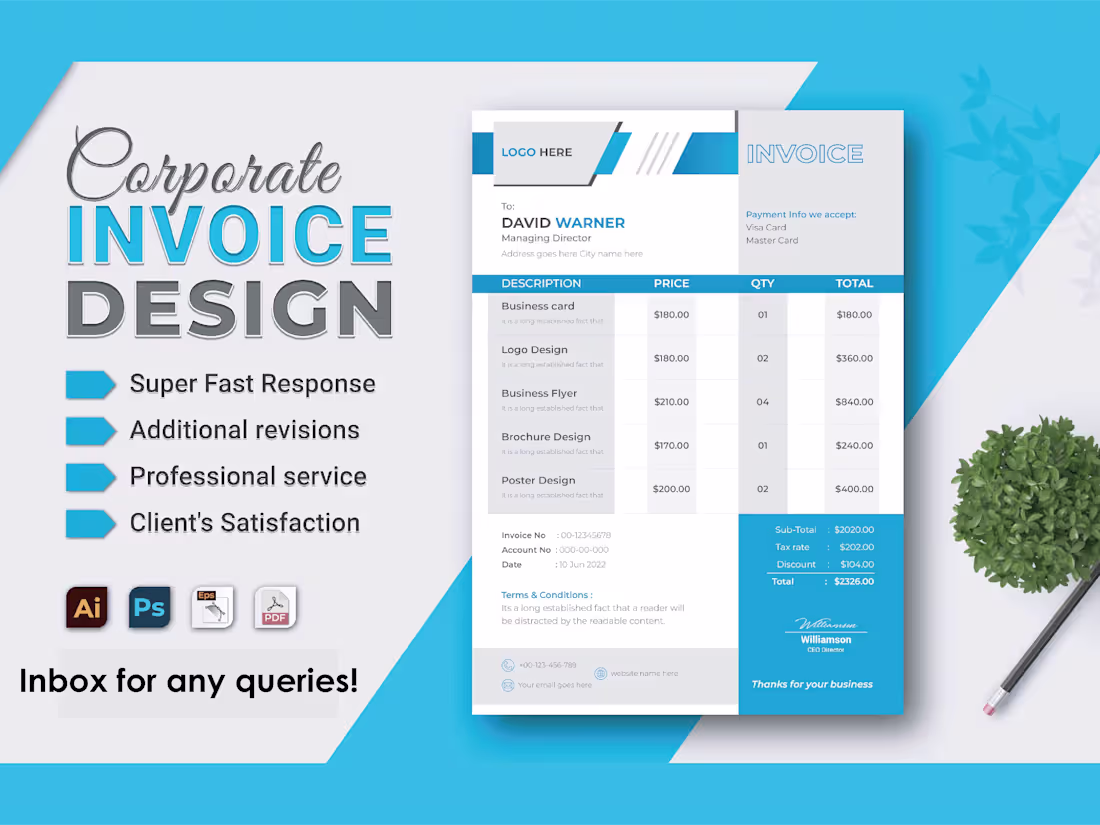 Cover image for I will create invoice design, receipt book, bill book design