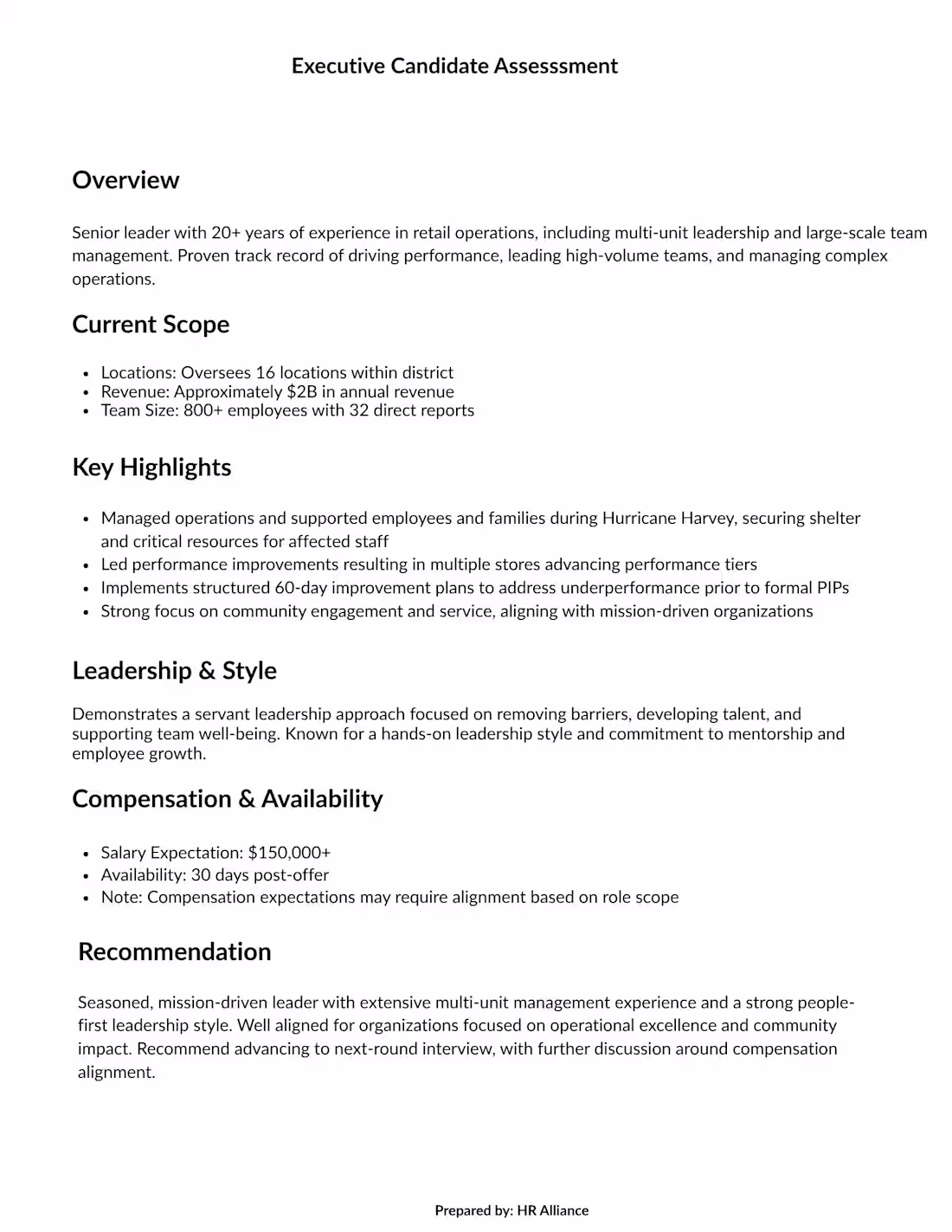Cover image for Detailed Candidate Assessment & Interview Summary