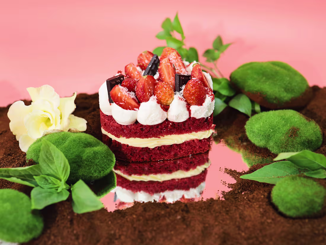 Cover image for Velvet Chocolate Cake in green setting