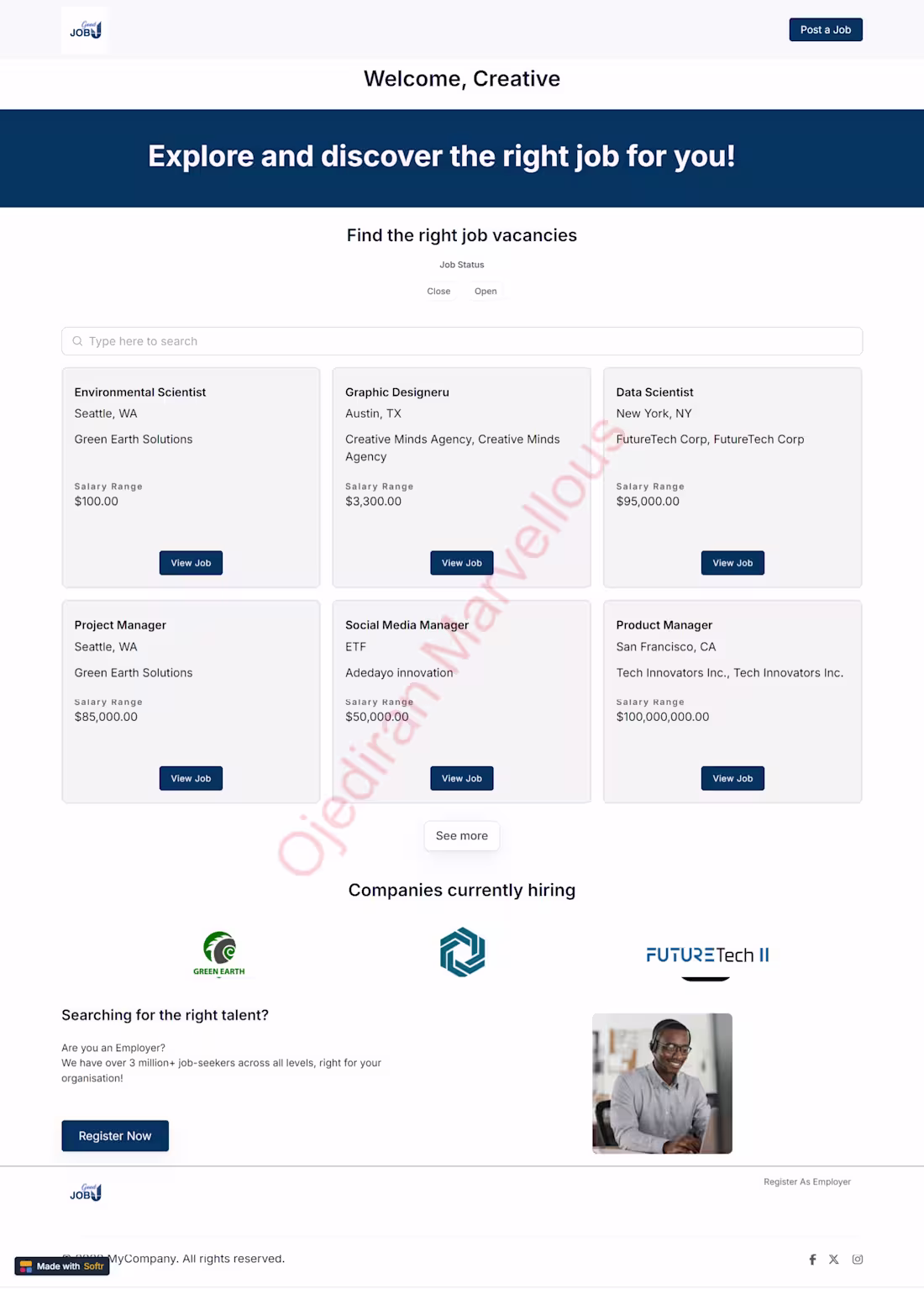 Cover image for Job Board App: Seamless Hiring & Job Matching