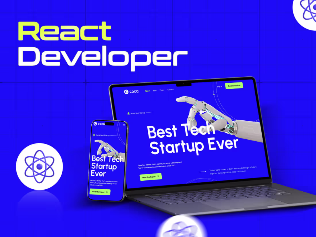 Cover image for You will get React Development, React Website, React and Next.js
