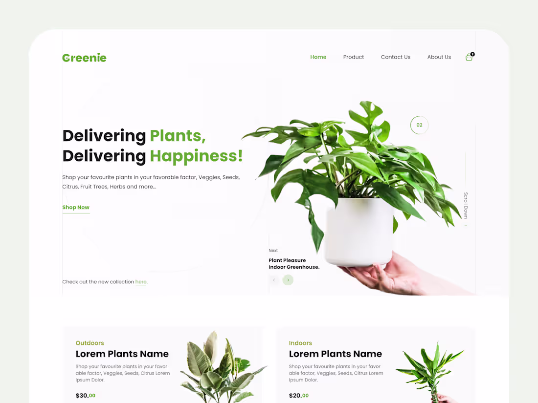 Cover image for Greenie - Plant Nursery Landing Page