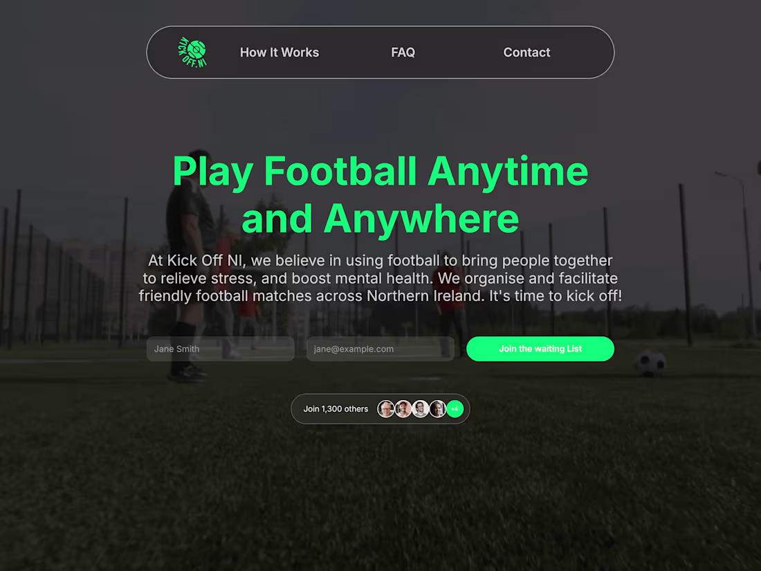 Cover image for Kick-Off NI waiting List website 