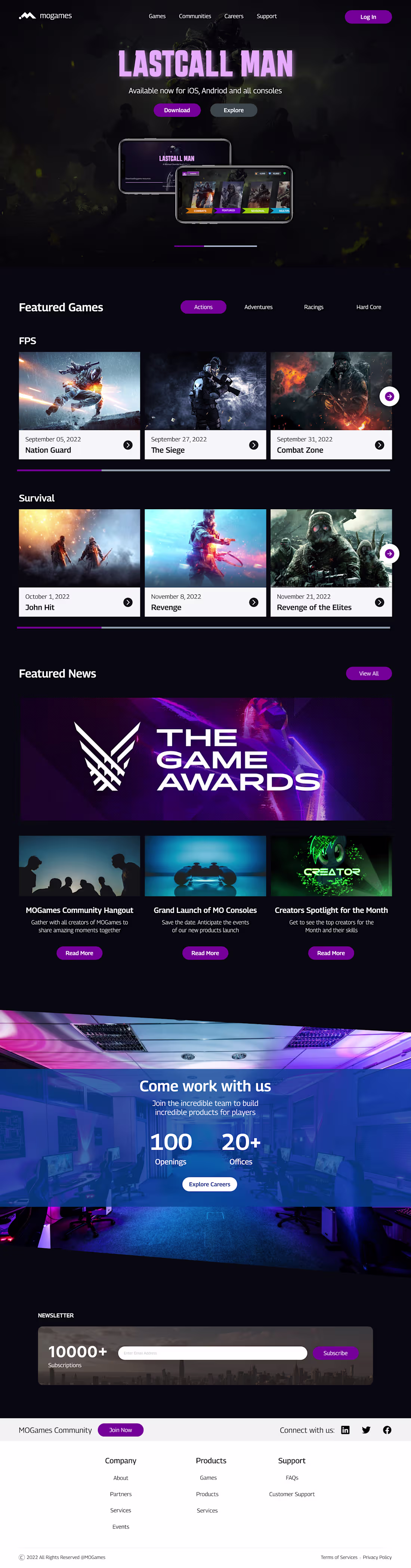 Cover image for Game Website landing page