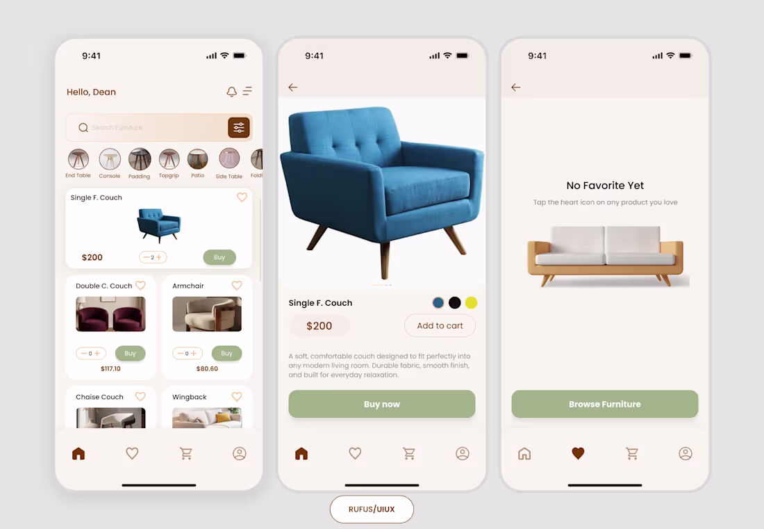 Cover image for Furniture E- Store app design for a startup business Creativ...