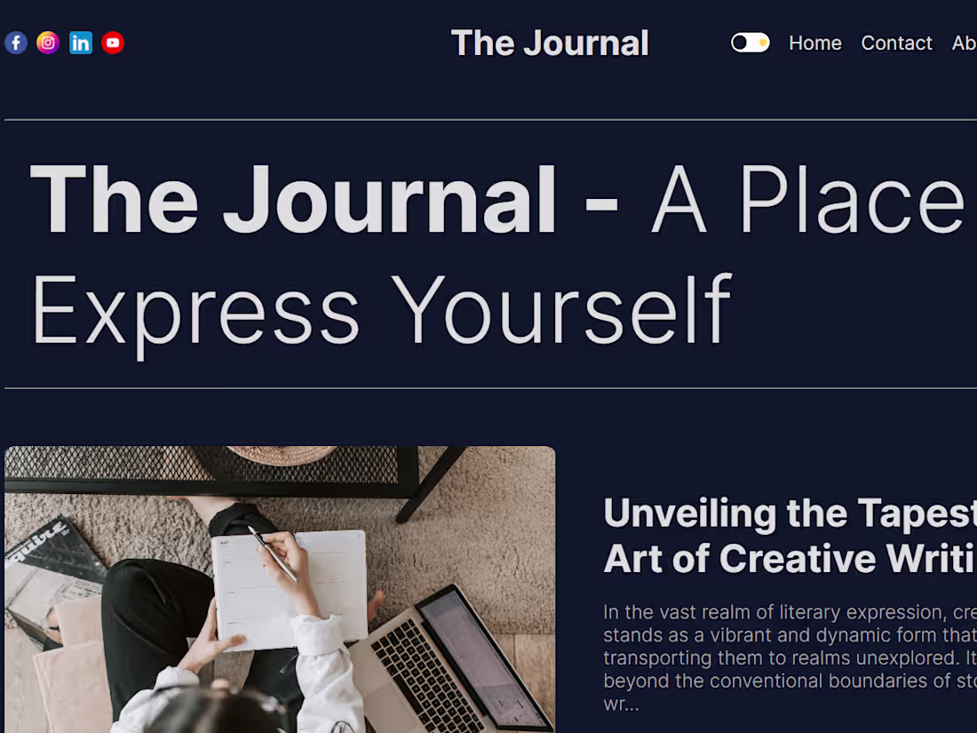 Cover image for THE JOURNAL- Next.js Blog Application with TailwindCSS