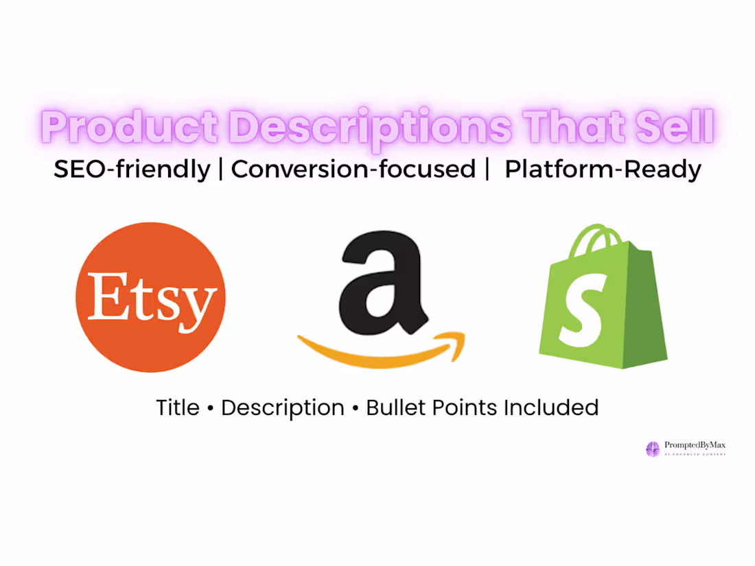 Cover image for Product Descriptions That Sell – For Etsy, Amazon & More