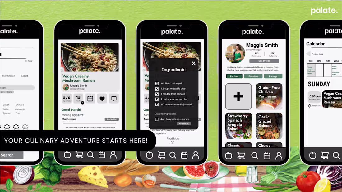 Cover image for Palate - Your Culinary Concierge Highlighting Figma UI/UX de...