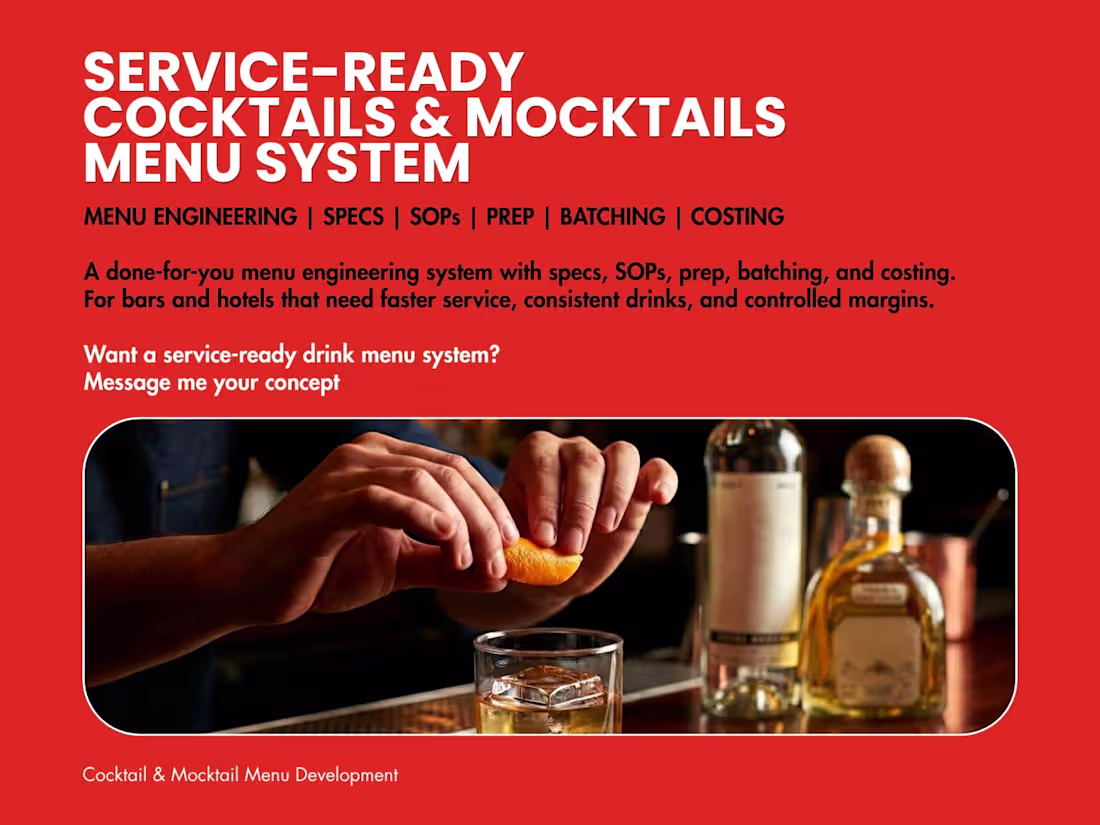 Cover image for Cocktail & Mocktail Menu Creation