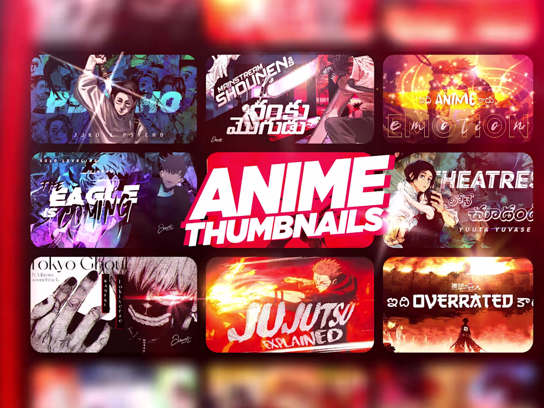Cover image for Thumbnail Designs for Anime-themed Channel