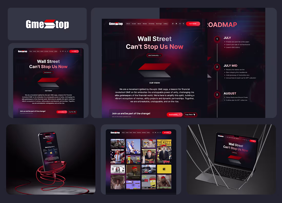 Cover image for GME Stop Pixel Perfect Webflow Development