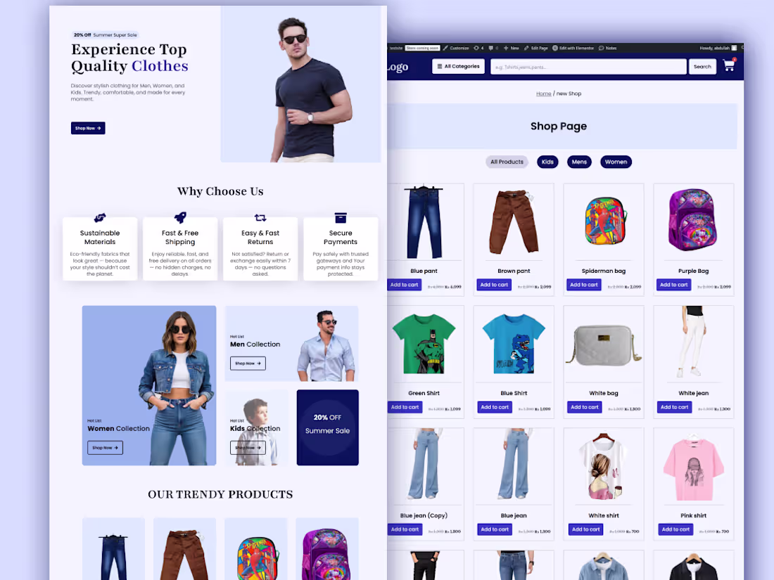 Cover image for Modern & Trendy Fashion Store, Full Website Design + Development