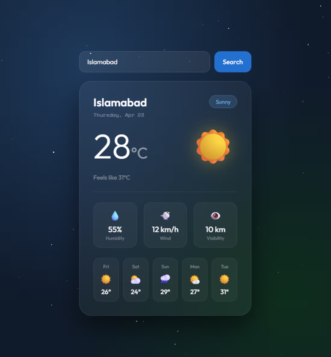Cover image for A Weather App UI built