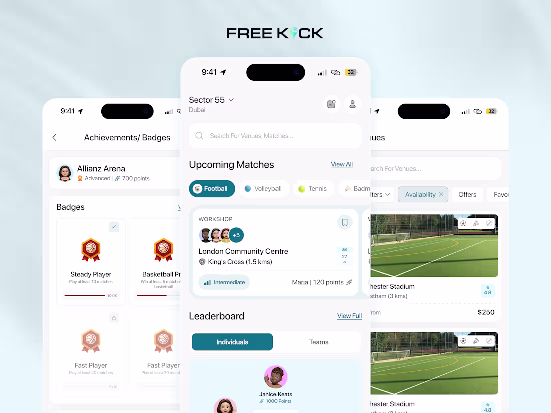 Cover image for Freekick - A Sports Venue Booking App ⚽