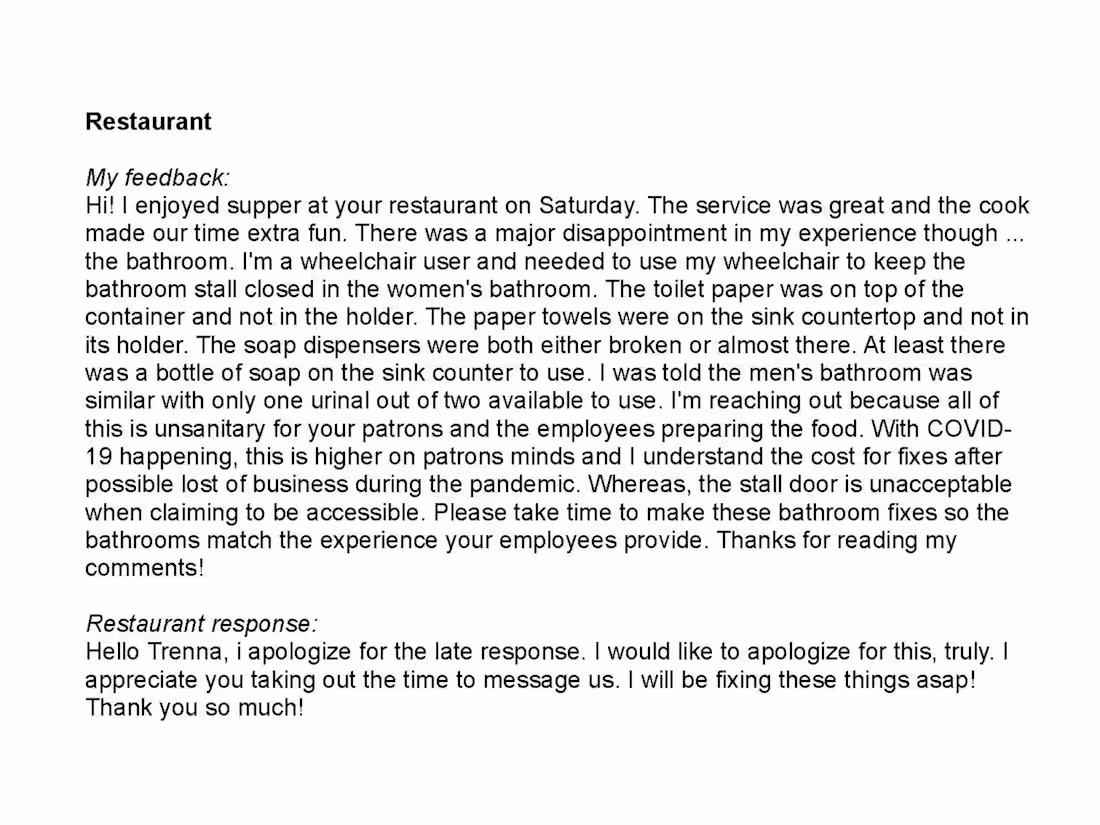 Cover image for Accessibility Advocacy: Restaurant 