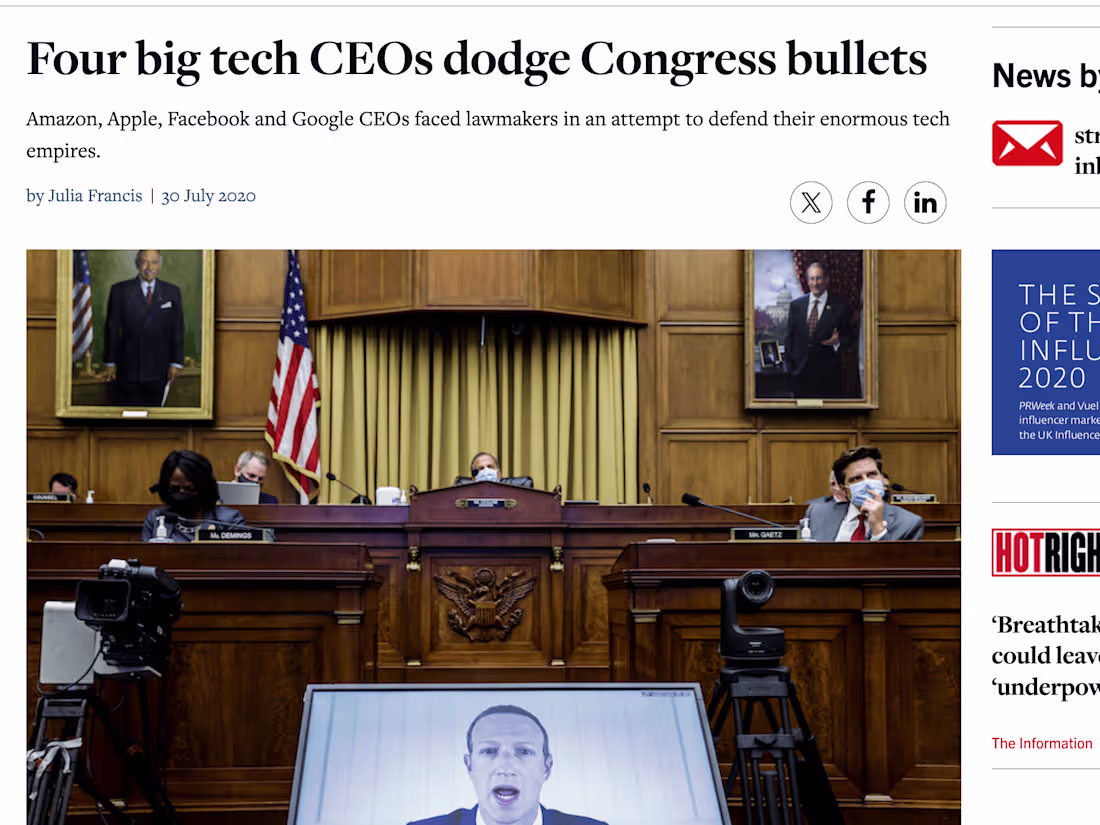 Cover image for Tech Giants Testify Before Congress