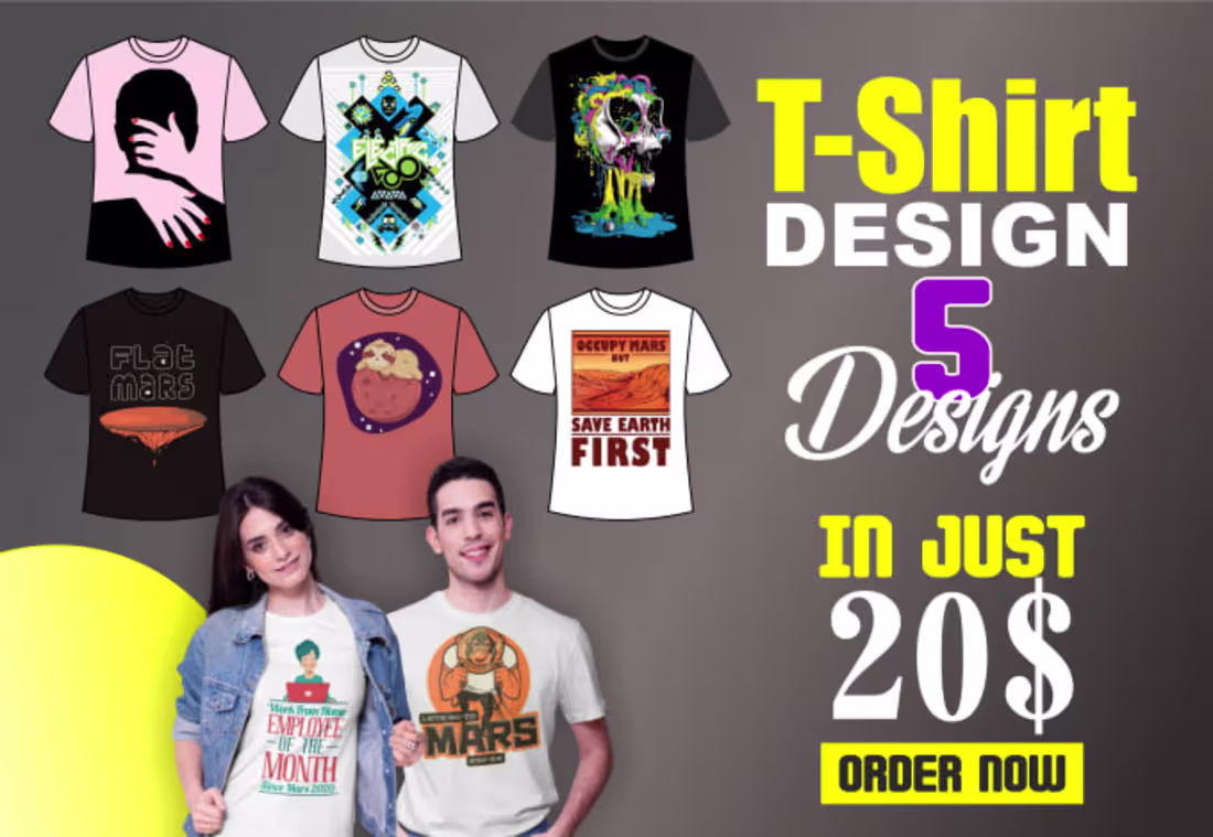 Cover image for I will do bulk tshirts designs for print on your tshirt business