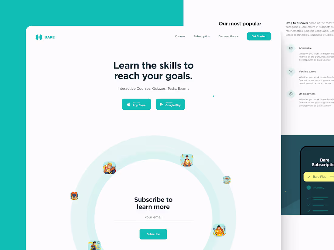 Cover image for Bare - Learning and courses platform website design