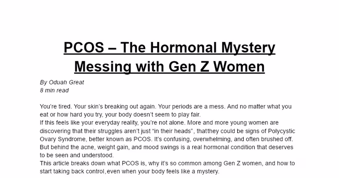 Cover image for Understanding PCOS: A Guide for Gen Z Women