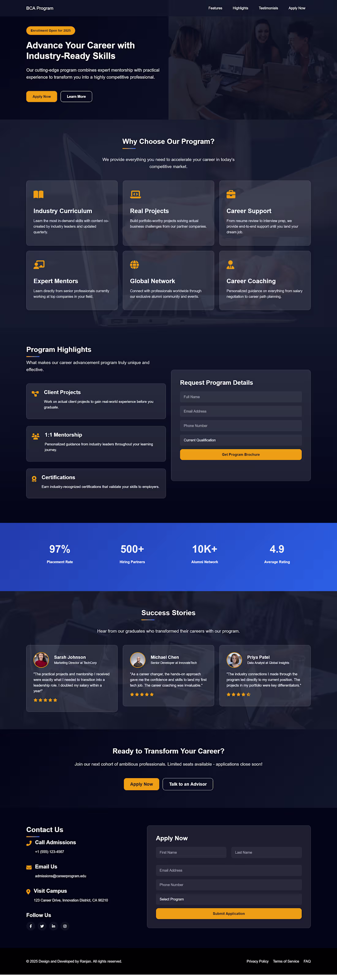 Cover image for College Admission Landing Page