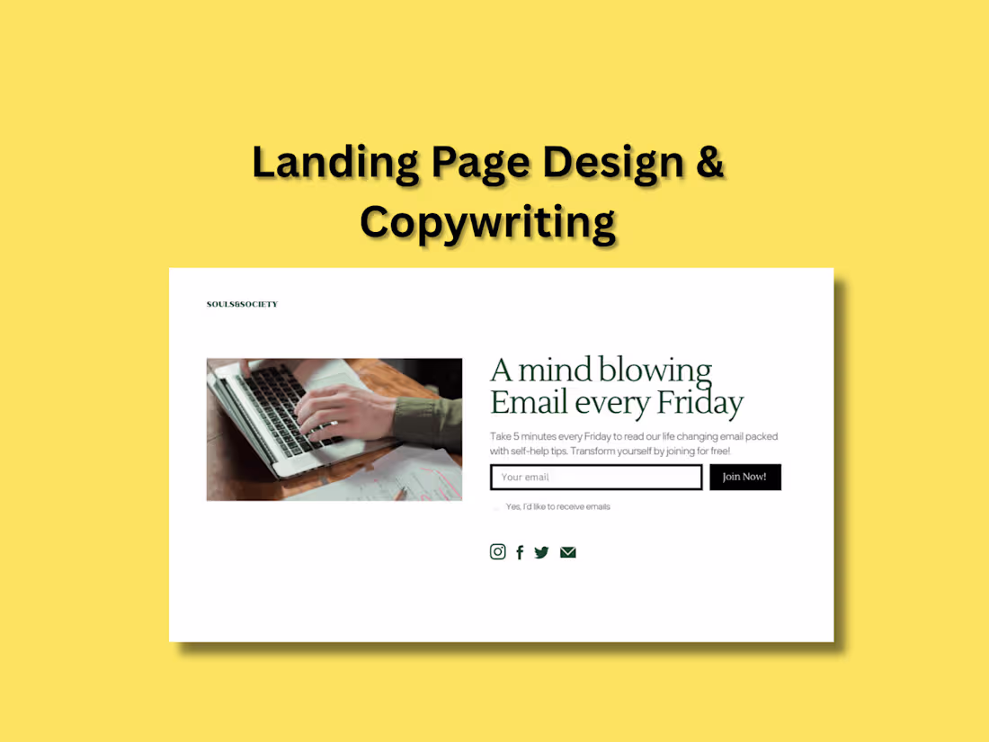 Cover image for Copywriting for newsletter landing page 