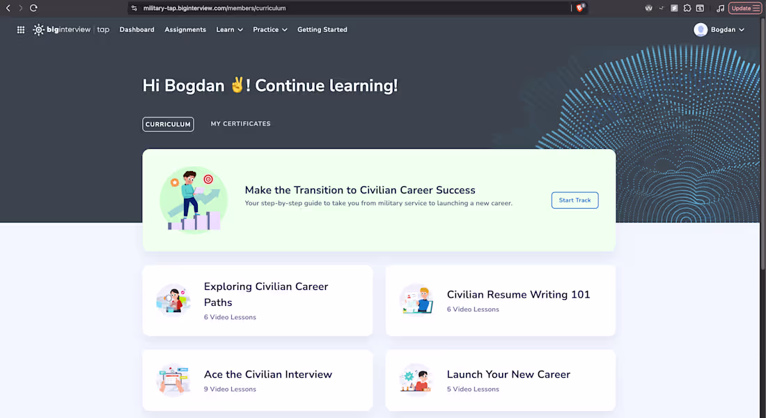 Cover image for Developed an app to help veterans make the transition to civ...